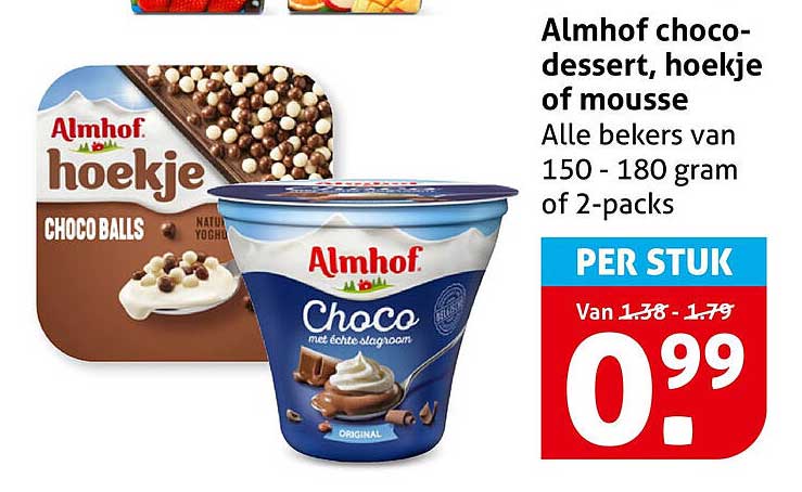 Almhof choco-dessert, hoekje of mousse