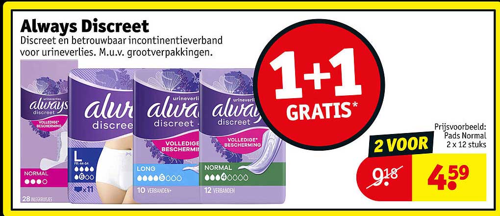 Always Discreet 1+1 GRATIS*