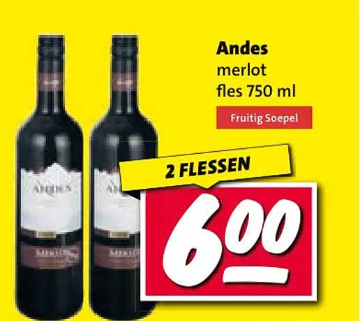 Andes merlot fles 750 ml 2 FLESSEN