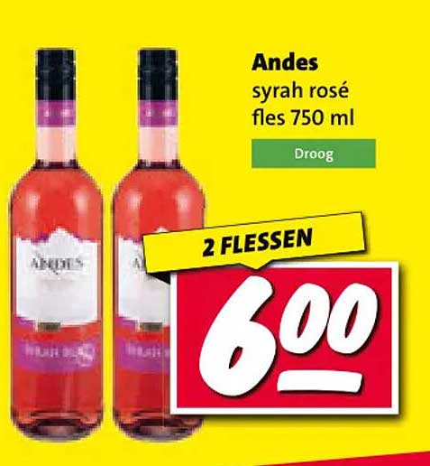 Andes syrah rosé fles 750 ml 2 FLESSEN
