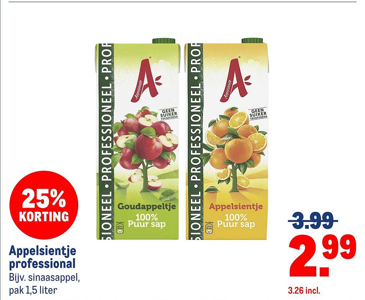 Appelsientje professional Bijv. sinaasappel, pak 1,5 liter 25% KORTING