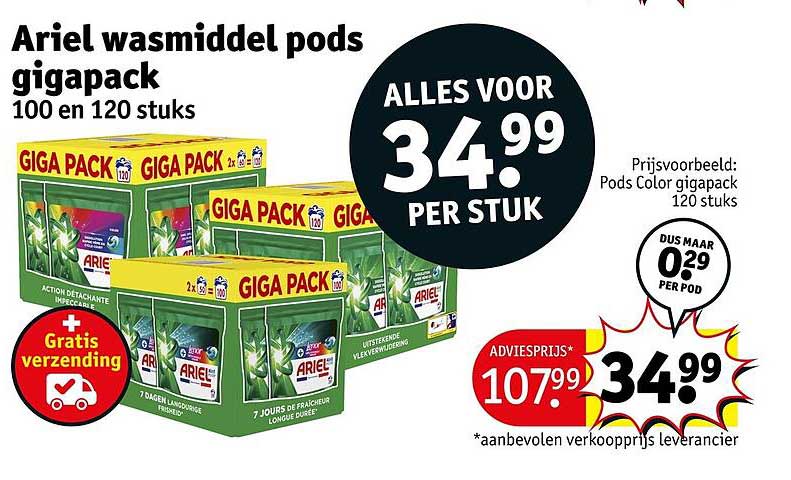 Ariel wasmiddel pods gigapack 100 en 120 stuks