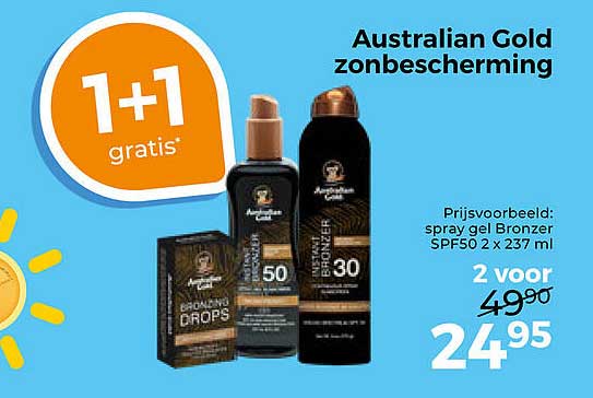 Australian Gold zonbescherming 1+1 gratis
