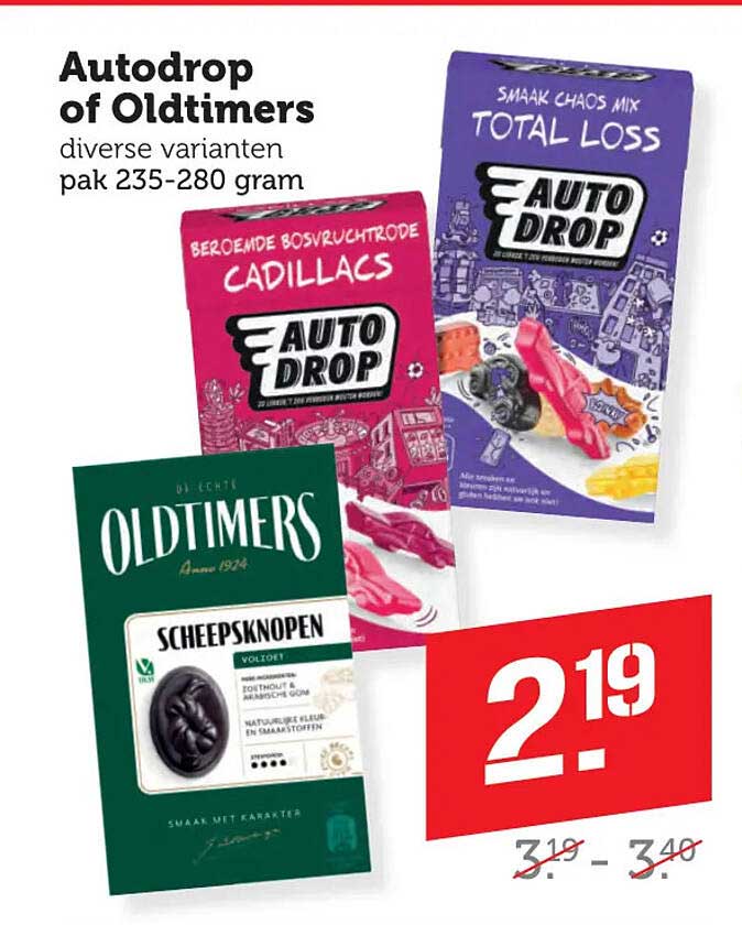 Autodrop of Oldtimers diverse varianten pak 235-280 gram
