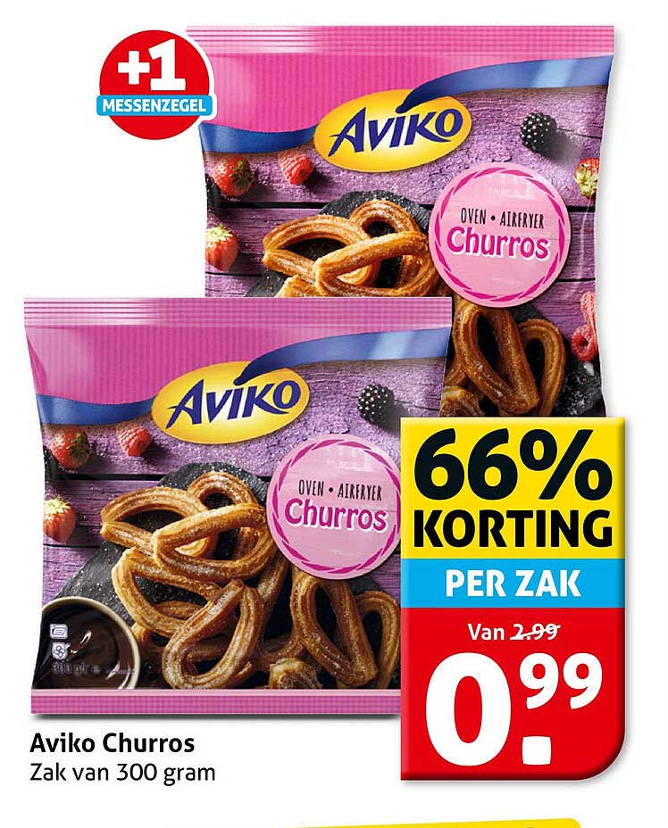 Aviko Churros Zak van 300 gram +1 MESSENZEGEL