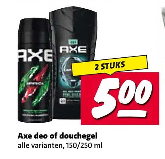 Axe deo of douchegel alle varianten, 150/250 ml 2 stuks