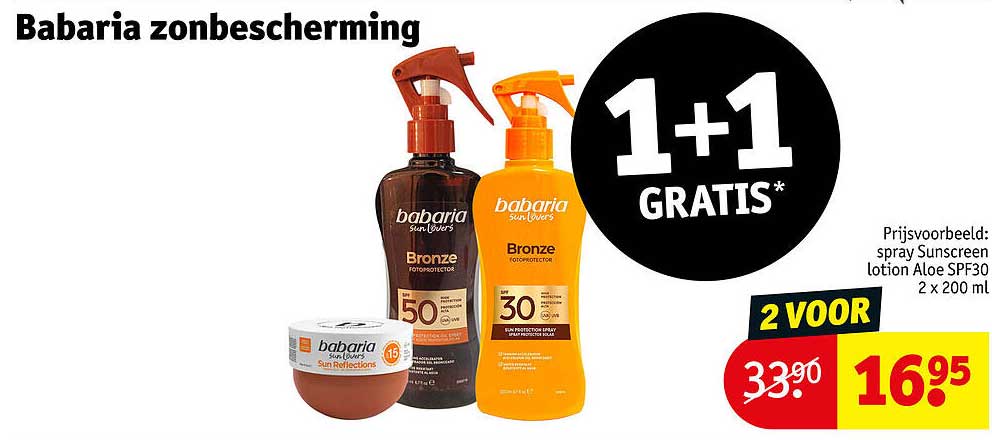Babaria zonbescherming 1+1 GRATIS*