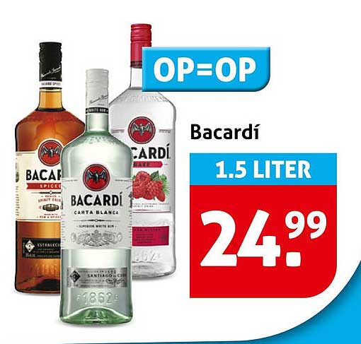 Bacardí 1.5 liter OP=OP