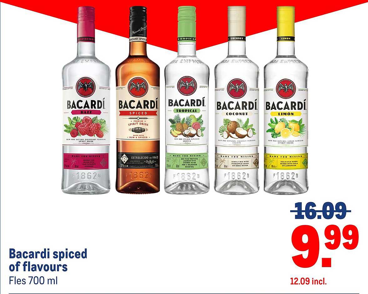 Bacardi spiced of flavours Fles 700 ml