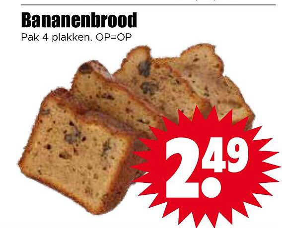 Bananenbrood Pak 4 plakken. OP=OP