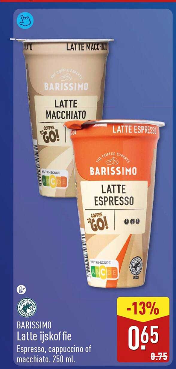 BARISSIMO Latte ijskoffie Espresso, cappuccino of macchiato. 250 ml.