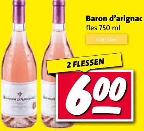 Baron d’argnac fles 750 ml Licht Zoet 2 FLESSEN
