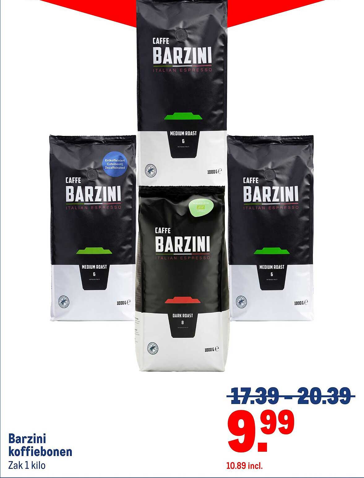 Barzini koffiebonen Zak 1 kilo