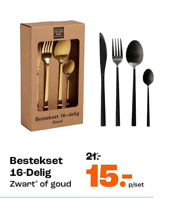 Bestekset 16-Delig Zwart* of goud