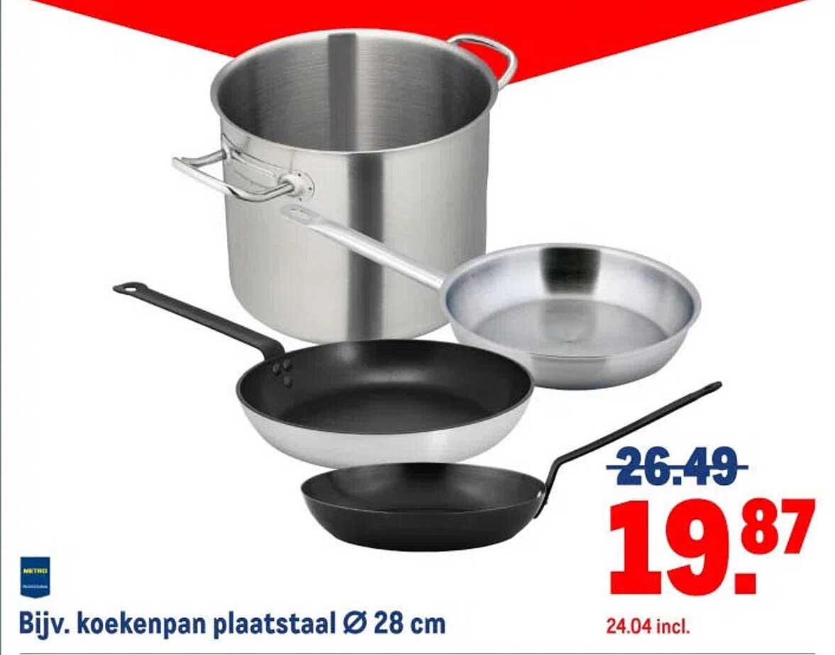 Bijv. koekenpan plaatstaal Ø 28 cm
