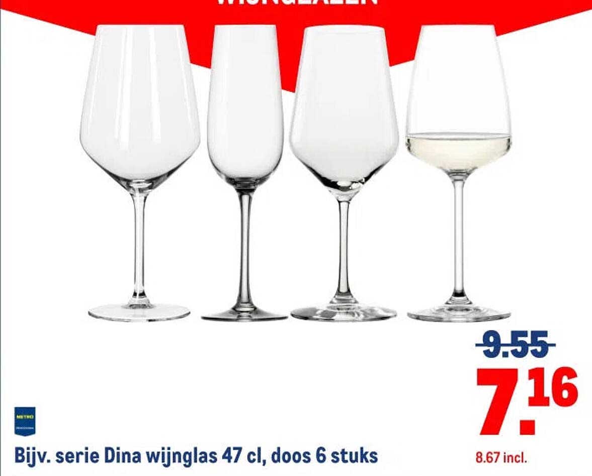 Bijv. serie Dina wijnglas 47 cl, doos 6 stuks