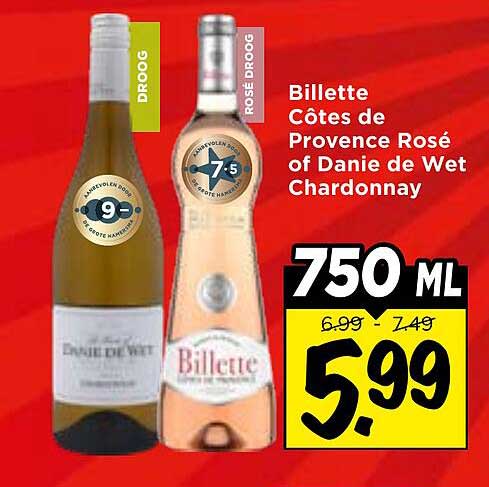 Billette Côtes de Provence Rosé of Danie de Wet Chardonnay