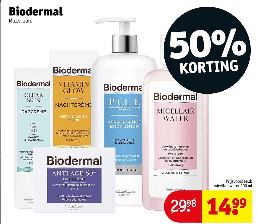 Biodermal M.u.v. zon. 50% KORTING