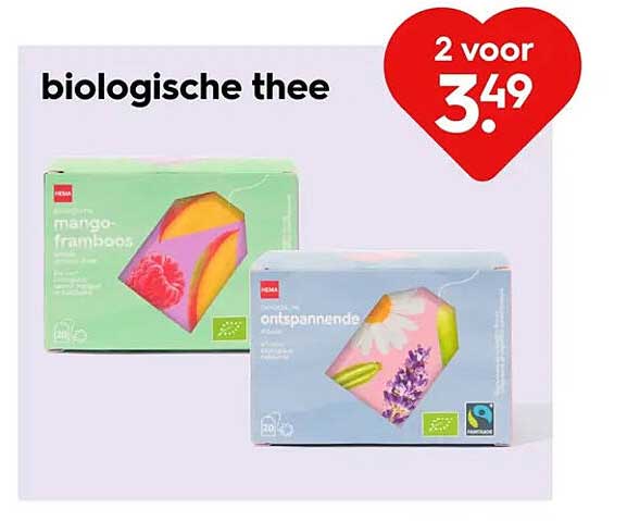 biologische thee 2 voor 3.49