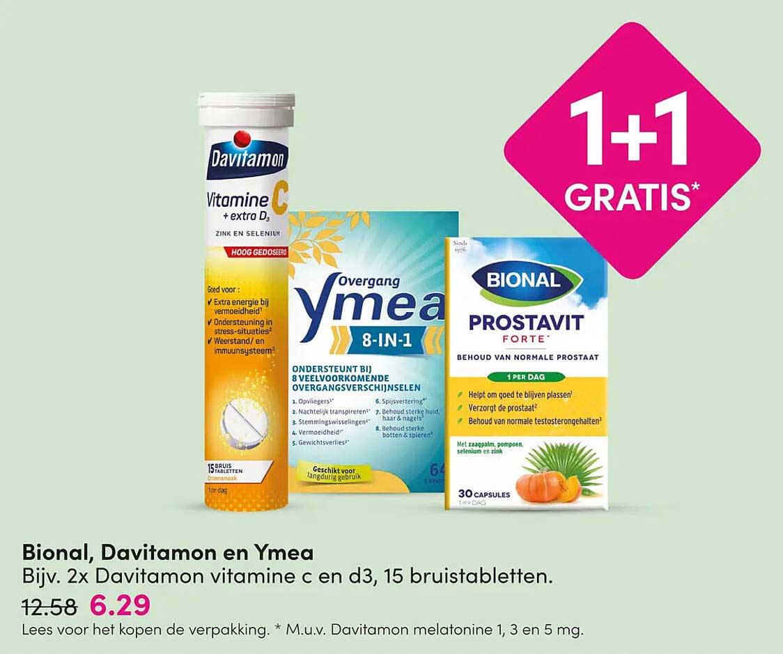 Bional, Davitamon en Ymea 1+1 gratis