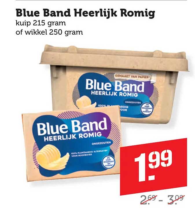 Blue Band Heerlijk Romig kuip 215 gram of wikkel 250 gram