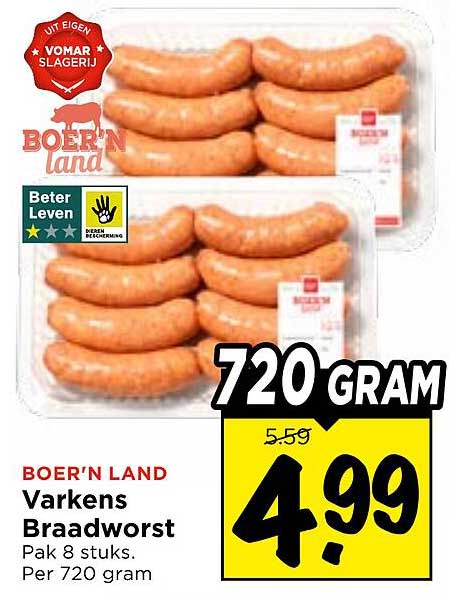BOER'N LAND Varkens Braadworst