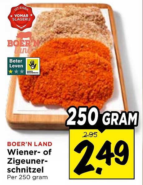 BOER'N LAND Wiener- of Zigeuner-schnitzel Per 250 gram