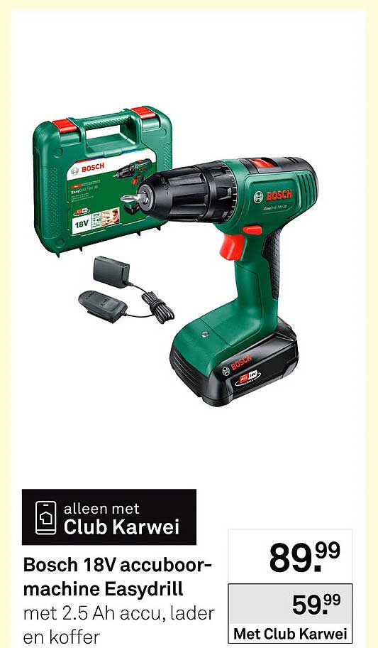Bosch 18V accuboor-machine Easydrill met 2.5 Ah accu, lader en koffer