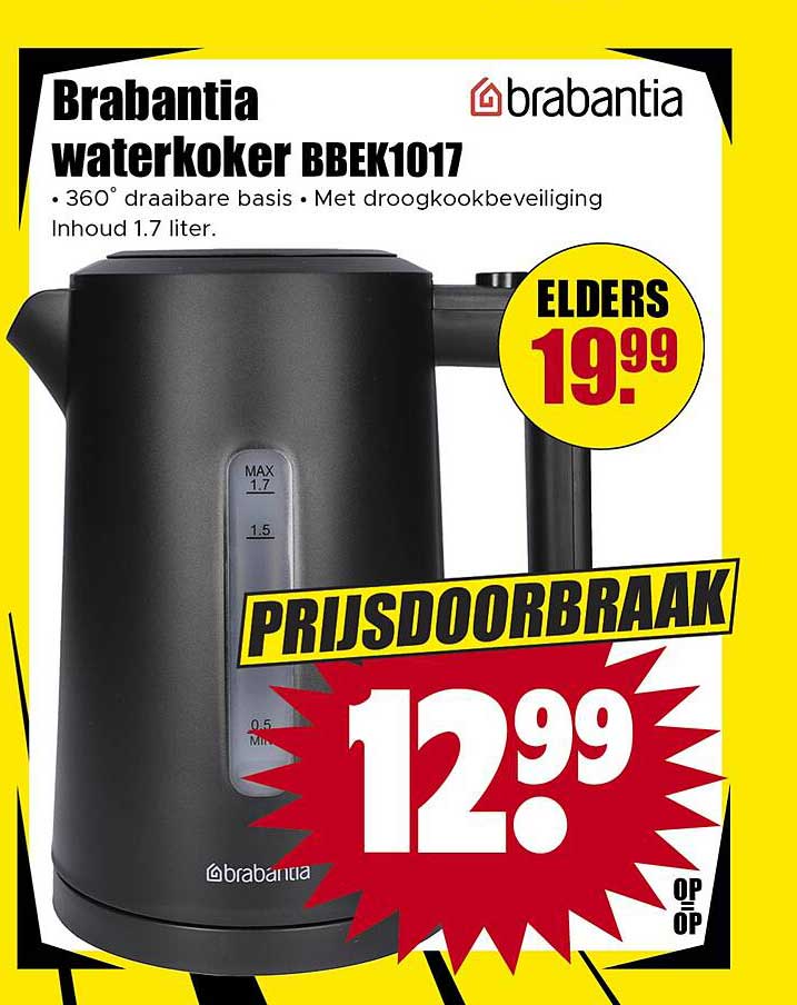 Brabantia waterkoker BBEK1017 PRIJSDOORBRAAK