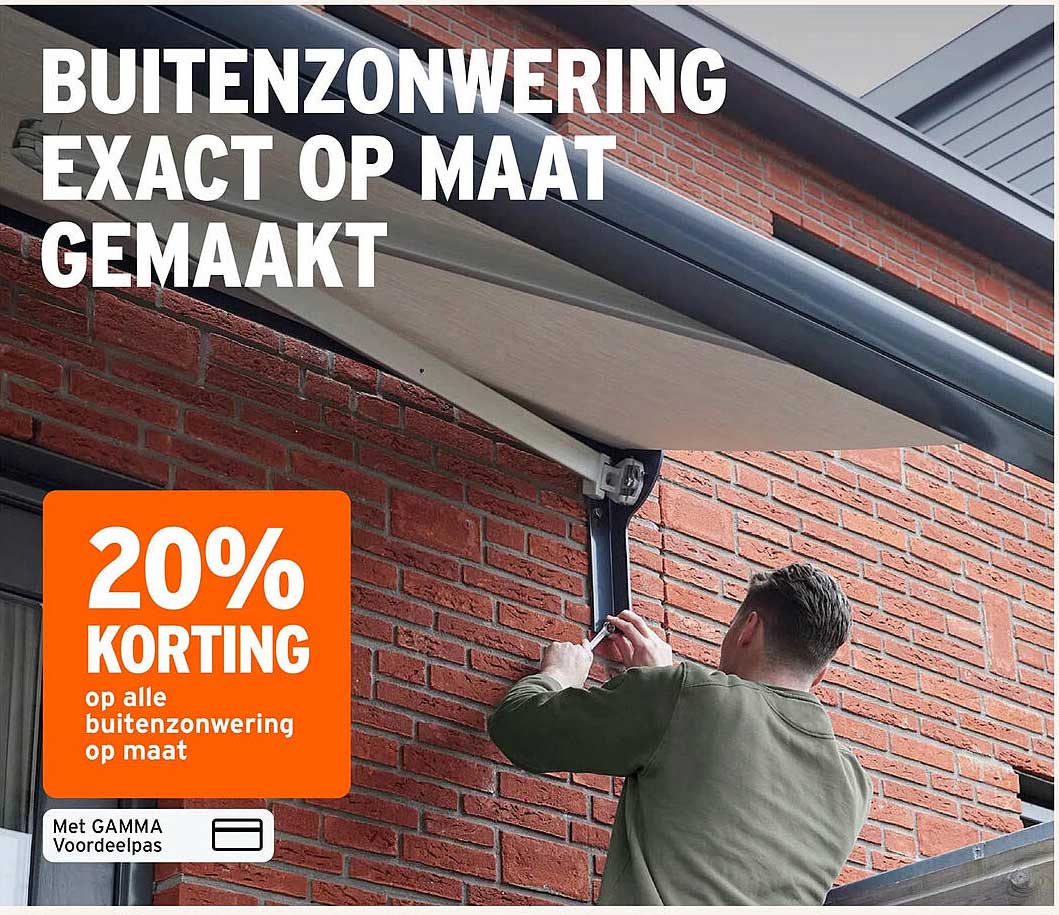 Buitenzonwering exact op maat gemaakt - 20% korting