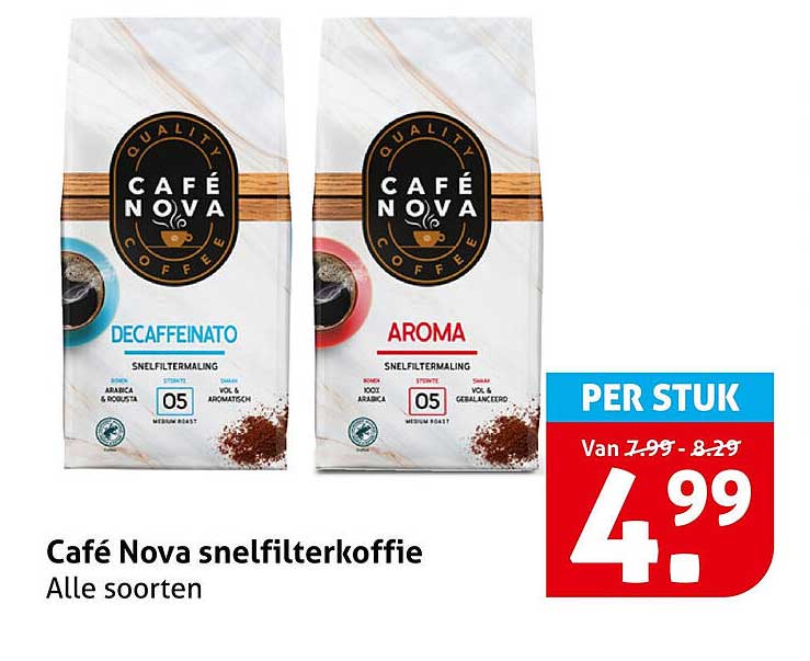 Café Nova snelfilterkoffie Alle soorten