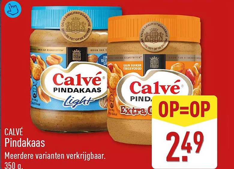 Calvé Pindakaas Meerdere varianten verkrijgbaar. 350 g. OP=OP