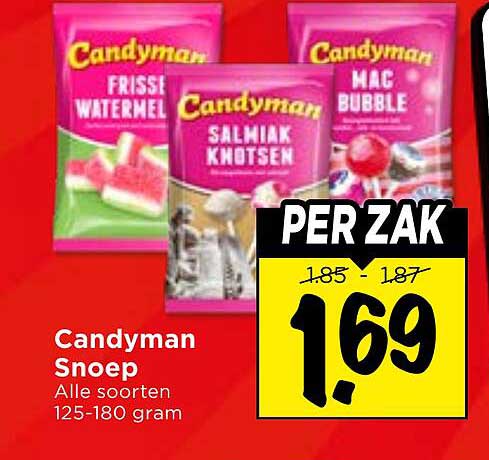 Candyman Snoep Alle soorten 125-180 gram PER ZAK