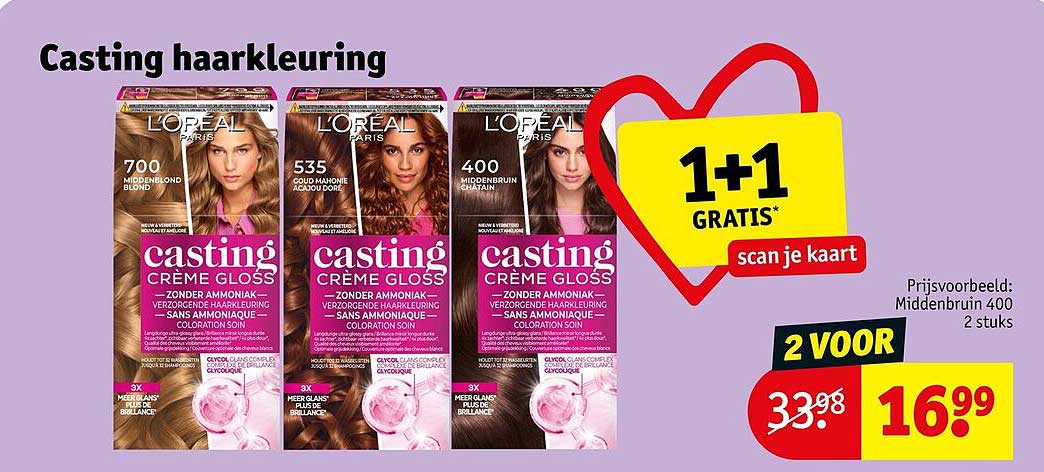 Casting haarkleuring 1+1 GRATIS*