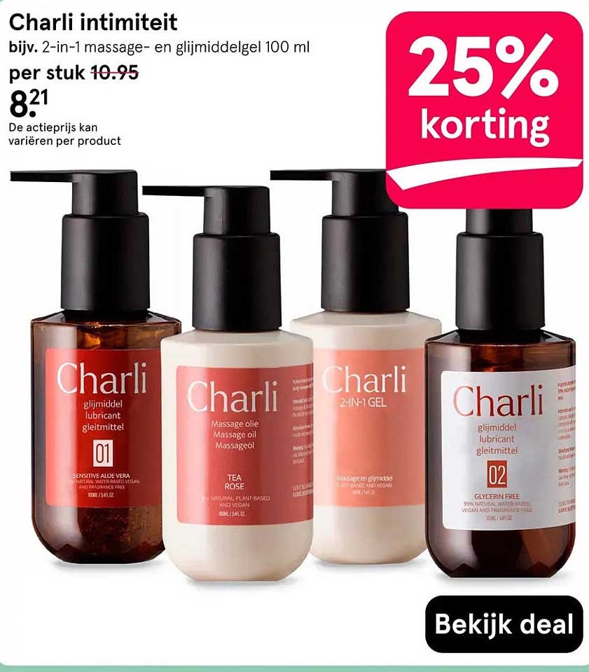 Charli intimiteit bijv. 2-in-1 massage- en glijmiddelgel 100 ml