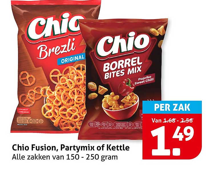 Chio Fusion, Partymix of Kettle Alle zakken van 150 - 250 gram