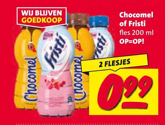 Chocomel of Fristi fles 200 ml OP=OP! 2 FLESJES