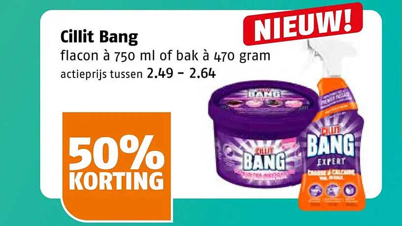 Cillit Bang flacon à 750 ml of bak à 470 gram 50% KORTING