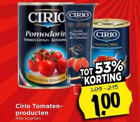 Cirio Tomaten-producten Alle soorten TOT 53% KORTING