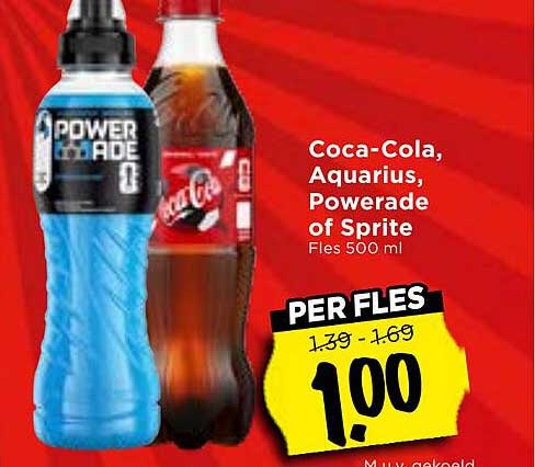 Coca-Cola, Aquarius, Powerade of Sprite Fles 500 ml PER FLES