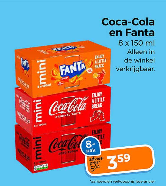 Coca-Cola en Fanta 8 x 150 ml