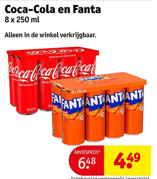 Coca-Cola en Fanta 8 x 250 ml