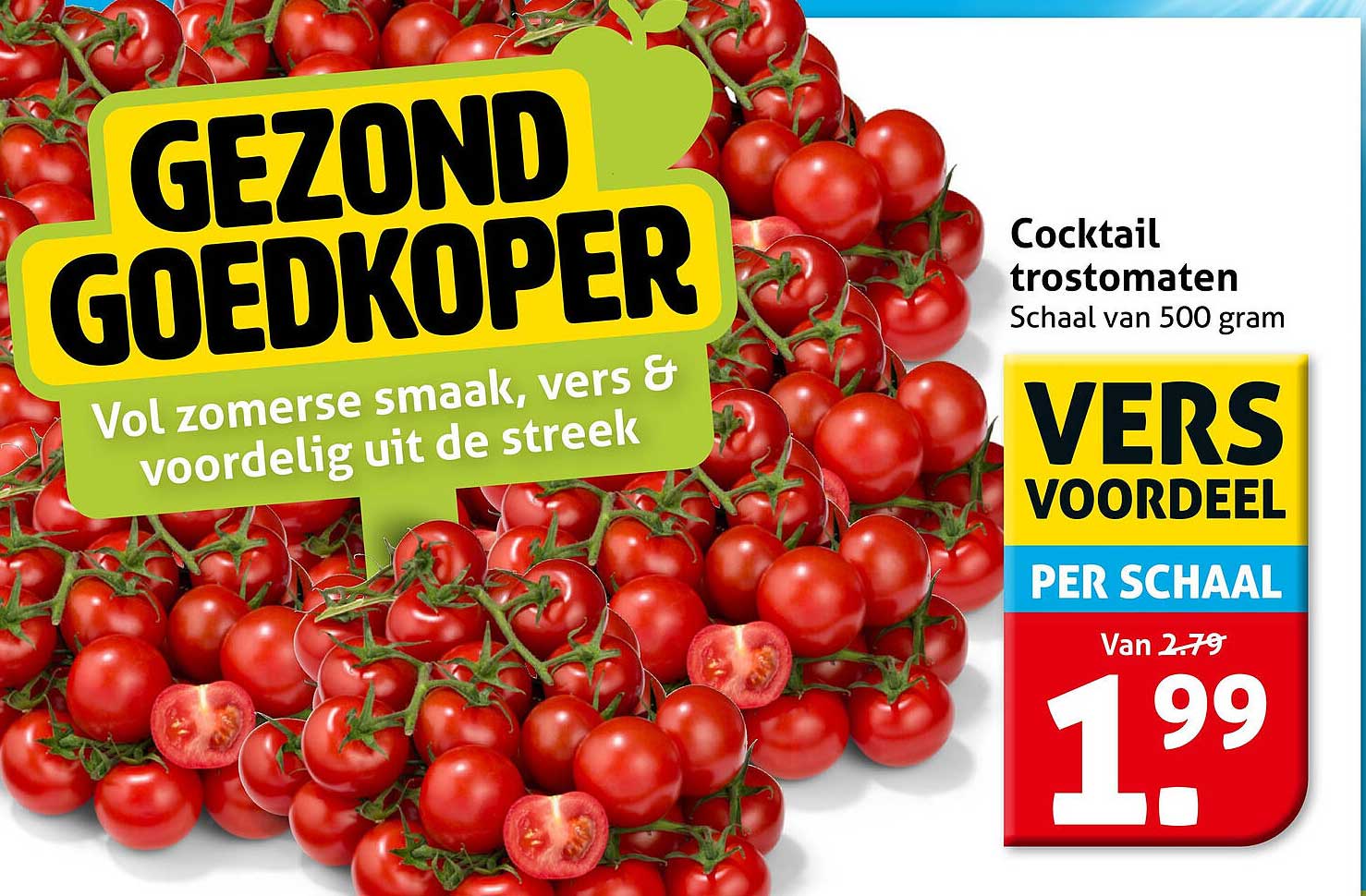Cocktail trostomaten Schaal van 500 gram VERS VOORDEEL PER SCHAAL