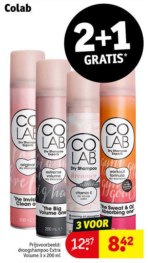 Colab Dry Shampoo Extra Volume 3 voor 2+1 gratis