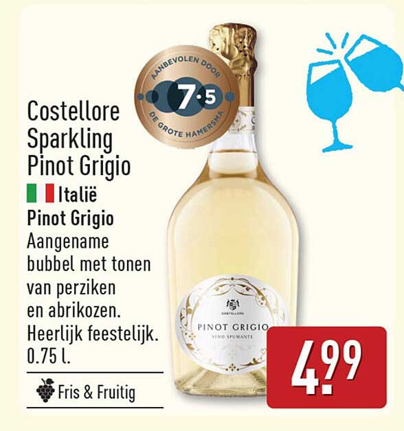 Costellore Sparkling Pinot Grigio Italië Pinot Grigio