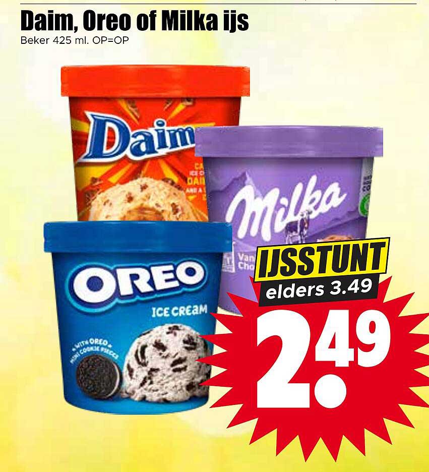 Daim, Oreo of Milka ijs