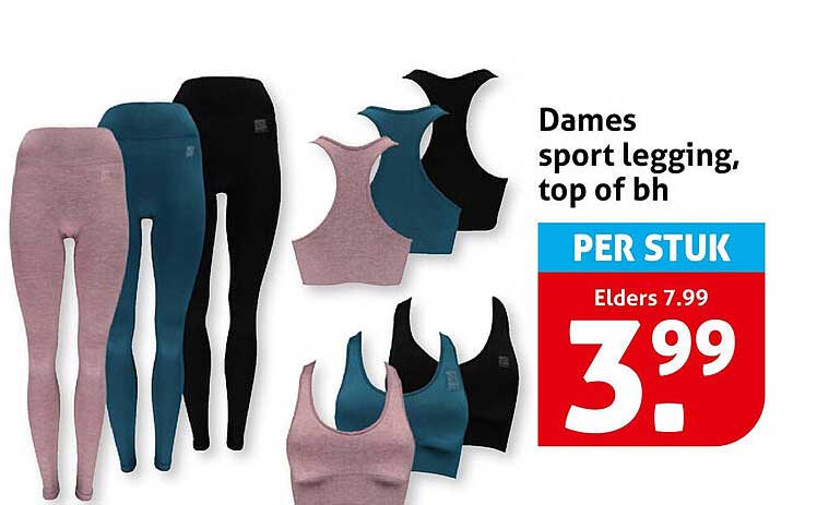 Dames sport legging, top of bh