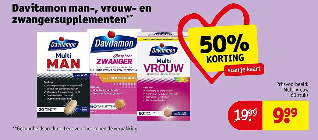 Davitamon man-, vrouw- en zwangersuplementen** 50% KORTING scan je kaart