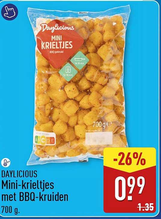 DAYLICIOUS Mini-krieltjes met BBQ-kruiden 700 g -26%