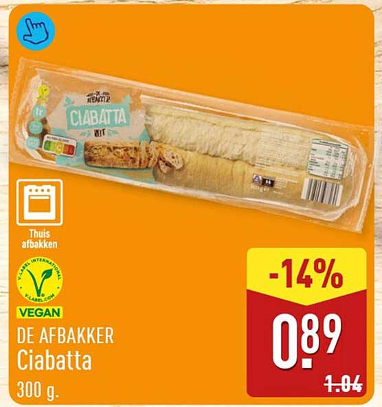 DE AFBAKKER Ciabatta 300 g. -14%